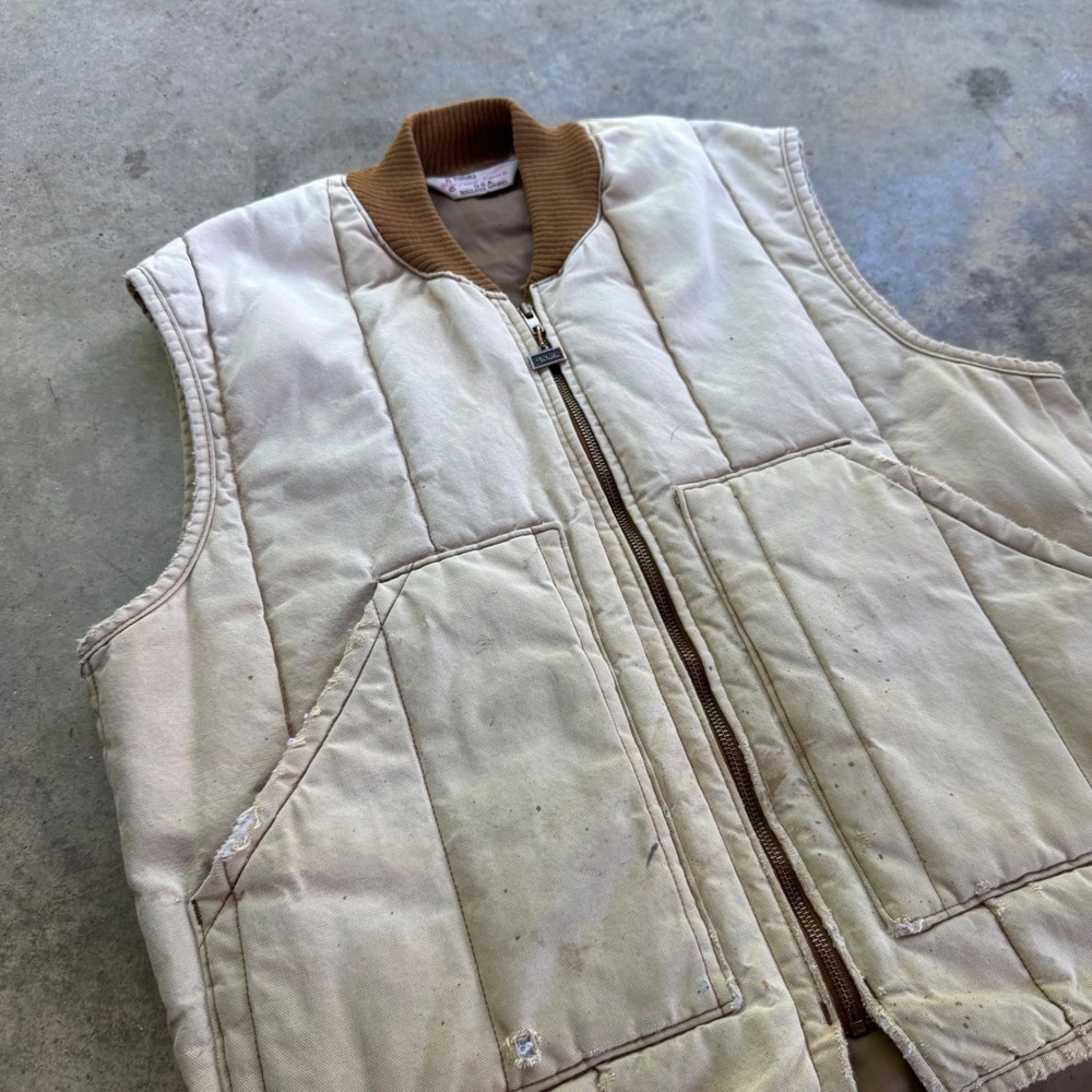 Vintage 80s Walls Blizzard-Pruf Vest Carhartt Style Canvas Beige Large (d10)